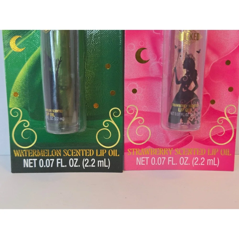 Wicked Movie Lip Oil‎ Set Watermelon Strawberry Elphaba Glinda .07oz 2pk NEW